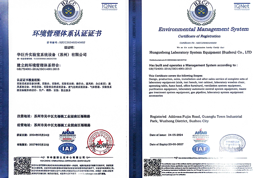 华巨升环境管理体系认证证书